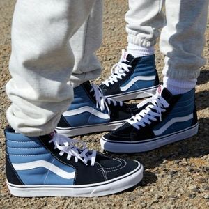LIKE NEW- VANS SK8 High Blue Shoes Sneaker, Off The Wall, Mids w/ Reusabe Bag